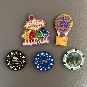 Las Vegas Souvenir Magnet Lot – Casino Poker Chips, Paris Balloon, M&M’s Vegas